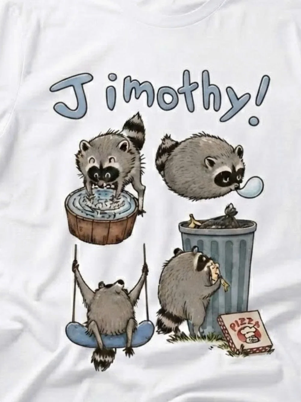 Cute Jimothy Raccoon Graphic Tee Shirt
